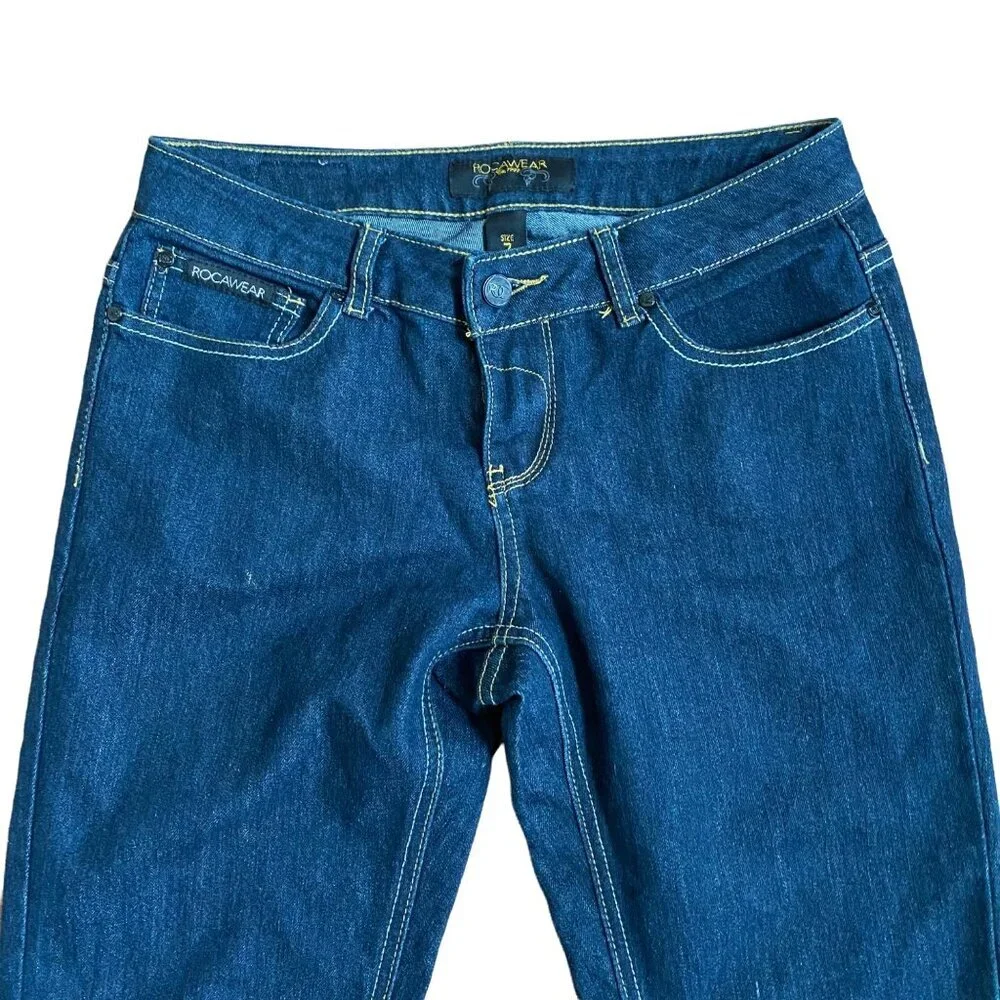 Rocawear Womens Skinny Fit Embroidered Denim Jeans Size 7 Blue Stretch Cotton - Picture 3 of 6